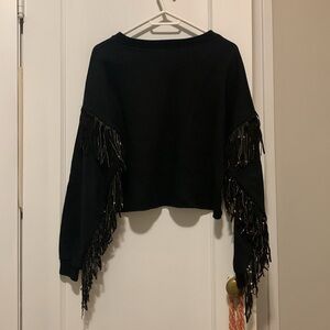Zara Cropped Sweater with sparkle fringe